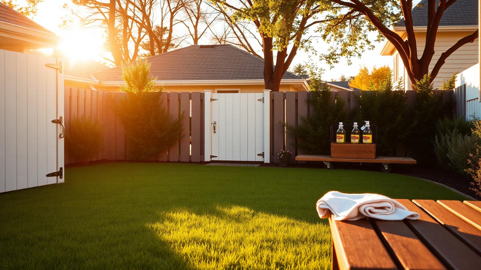 Three clean dog-friendly suburban backyards seen from above